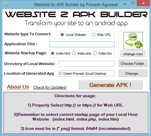Website 2 APK Builder file extensions