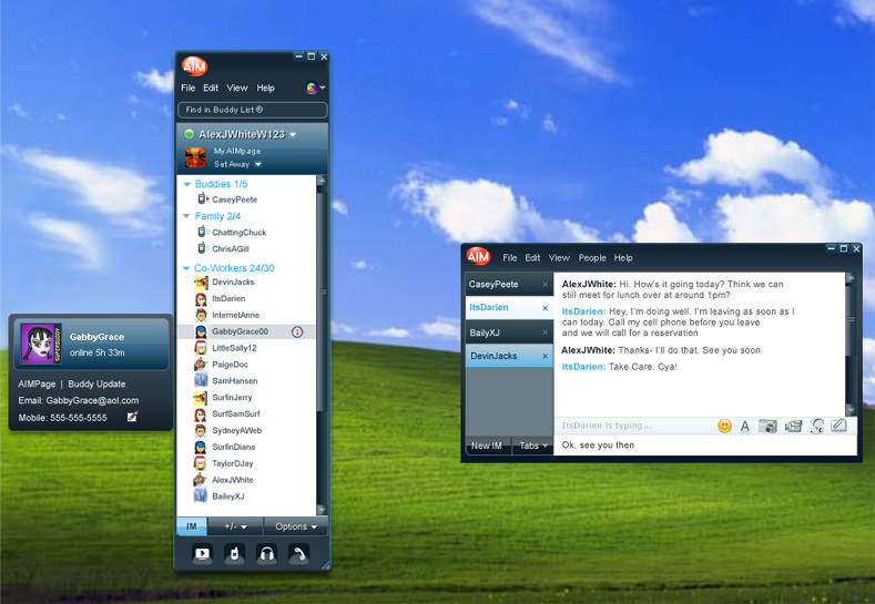 Aol Instant Messenger. AOL Messenger (AIM) works with