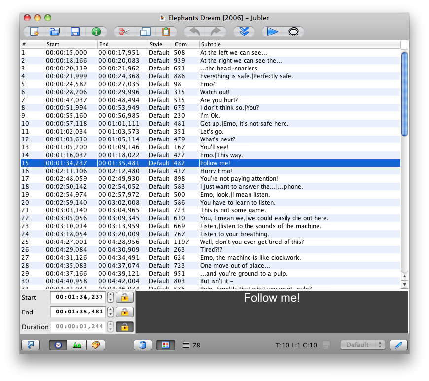 Jubler Subtitle Editor