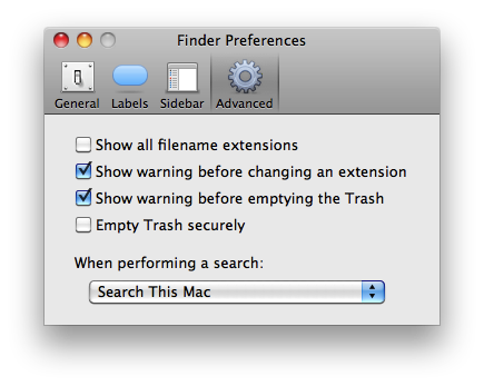 Mac OS Finder menu advanced