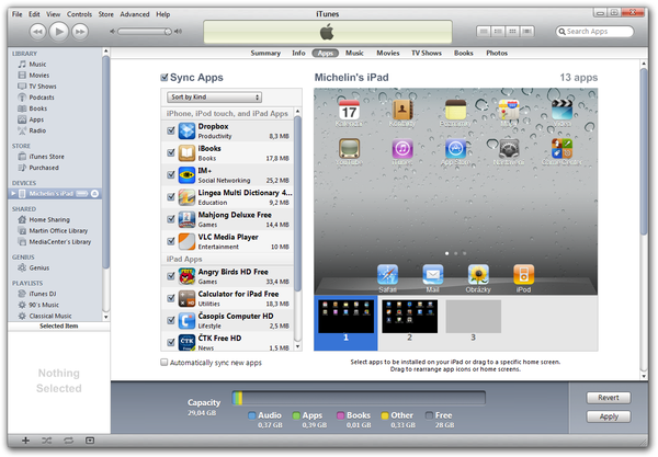 Apple iTunes app sync window