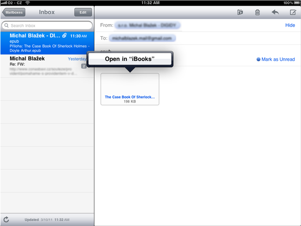 Apple iPad mail client