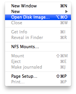 Apple Disk Utility File Menu