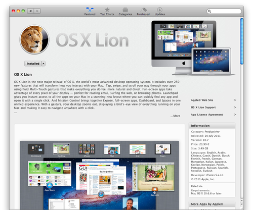 Mac OS X Lion in App Store