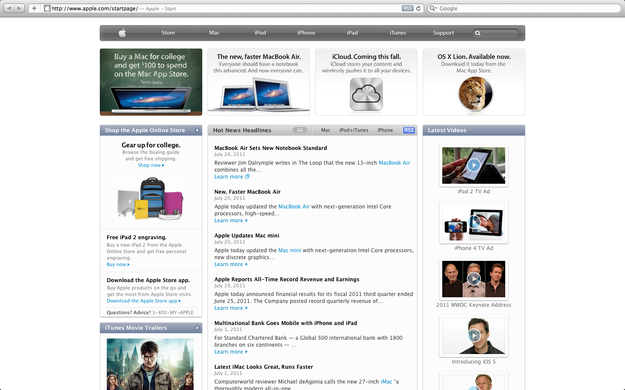 Mac OS X Lion Safari browser full screen mode