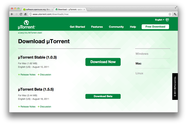 uTorrent download web site