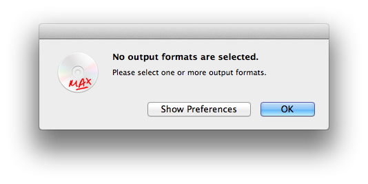 Select output formats