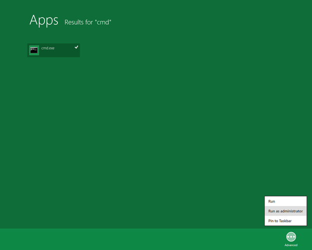 Windows 8 run command line as administrator