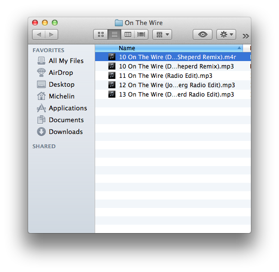 Mac OS X Finder window