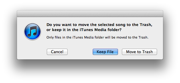iTunes delete option
