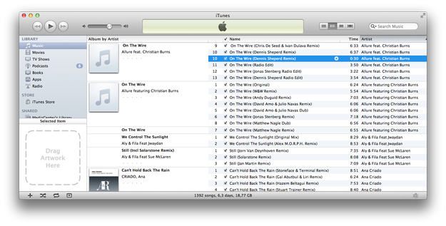 iTunes AAC version of song