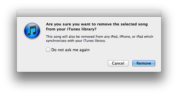 iTunes remove option