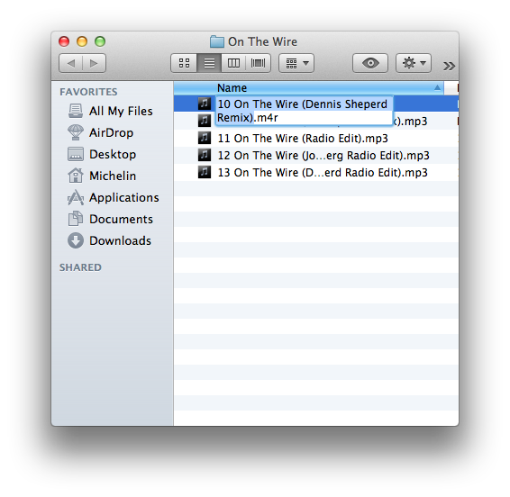 Mac OS X Finder window