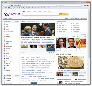 Screenshot of locally stored Yahoo! page from a webarchive file.