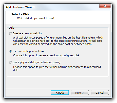 VMware Add Hardware Wizard