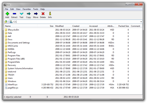 7-Zip File Manager screenshot
