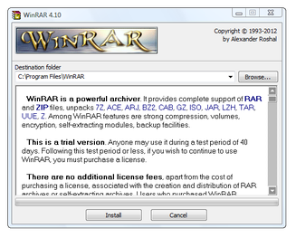 WinRAR installation window
