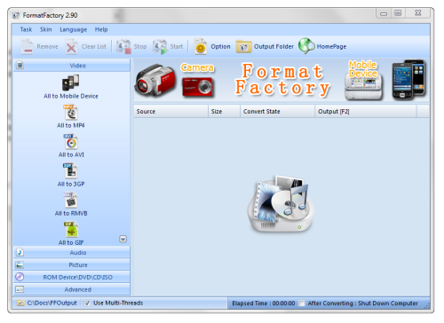 FormatFactory for Windows startup screenshot.