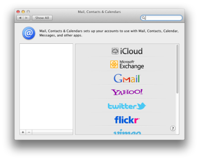 Mac OS X 10.8 social sharing options.