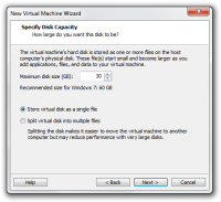 Step 5 of making of new virtual machine in VMware.