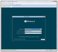 Step 1 of Windows 8 installation process in VMware virtual machine.