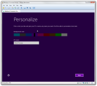 Step 1 of final Windows 8 setup in VMware virtual machine.