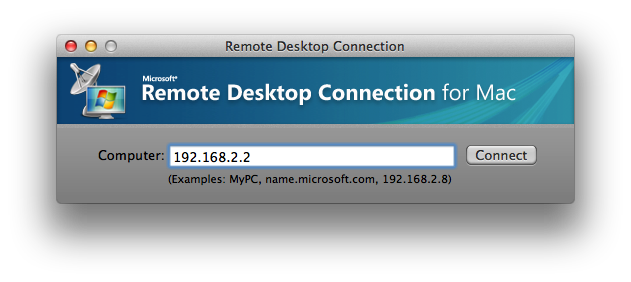 Remote Desktop Connection for Mac startup screenshot.