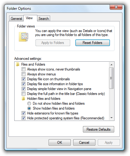 Windows Folder Options