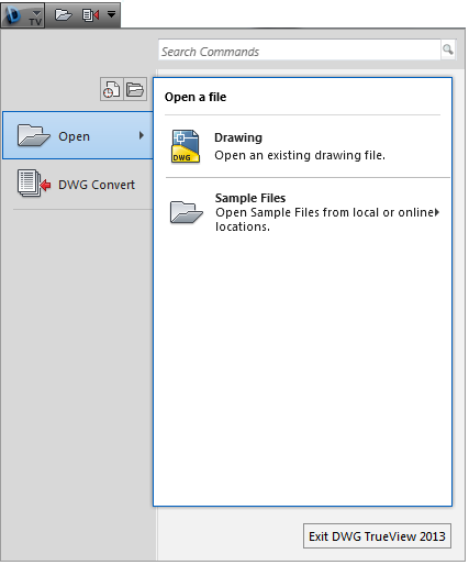 DWG TrueView Open Drawing file