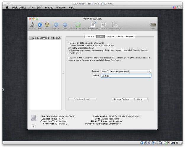 Mac OS X disk utility