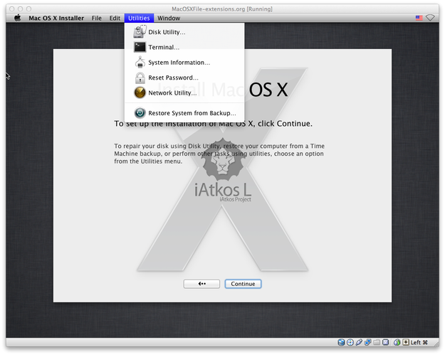 Mac OS X installer open disk utility