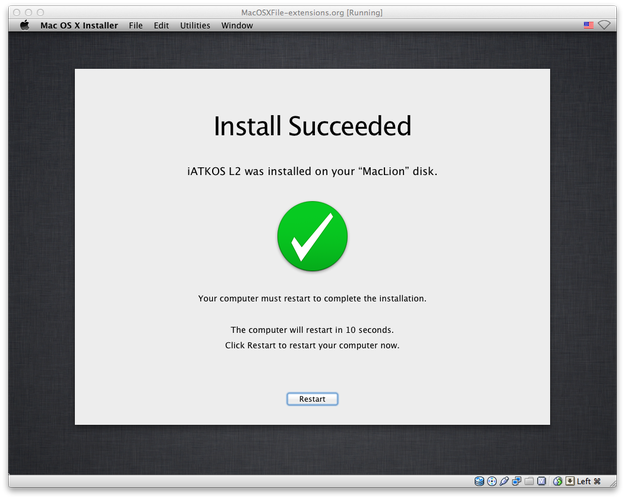 Mac OS X Install Succeeded