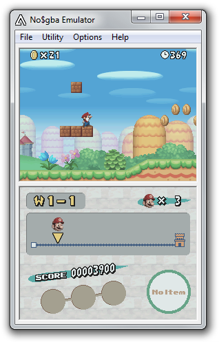 No$gba emulator in action.