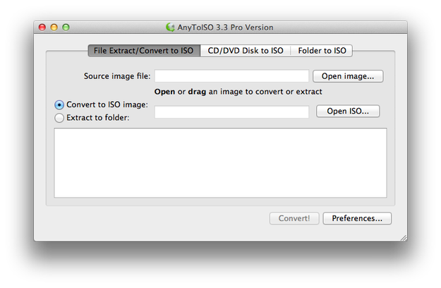 AnyToIso for Mac main window
