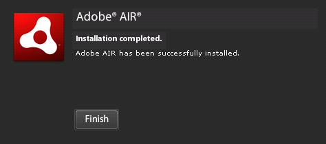 Adobe AIR installation completed.