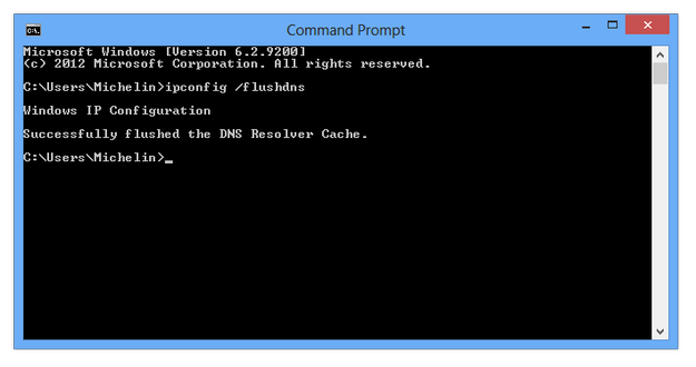 Windows Command Line flush DNS cache command