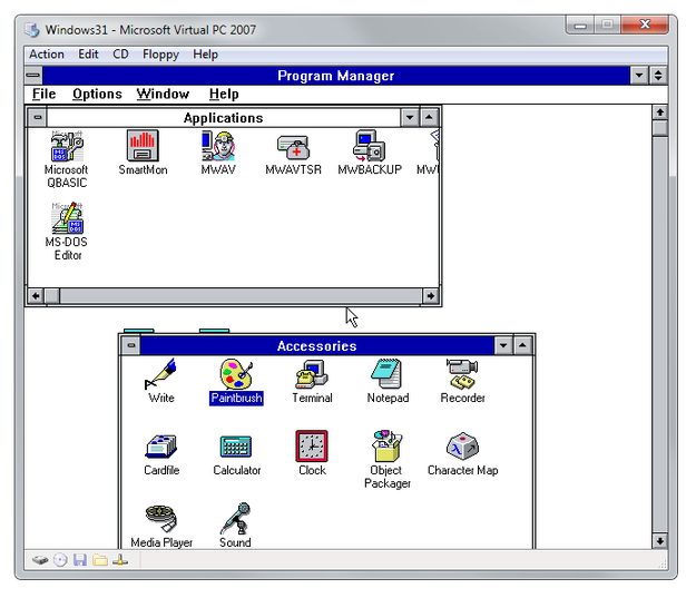Windows 3.1 running in Virtual PC