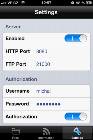FTP Drive + HTTP Server settings