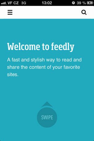 Feedly for iPhone Welcome Screen