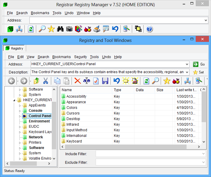 Registrar Registry Manager main window screenshot