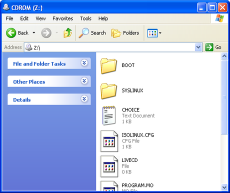 Windows Explorer view CD-ROM content