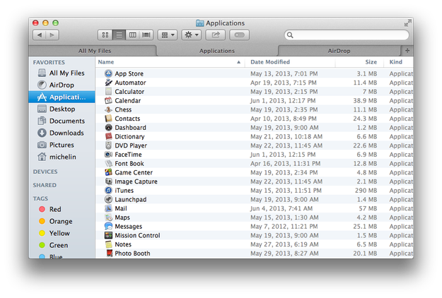 Apple OS X 10.9. Mavericks Finder