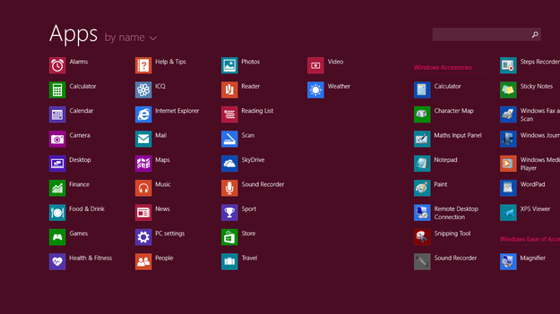 Windows 8.1 Blue Apps sorting