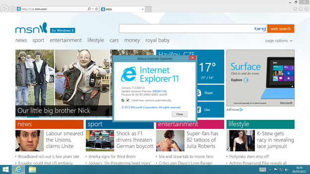 Windows 8.1 Blue Internet Explorer 11