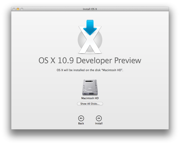 Apple Mac OS X Mavericks installation