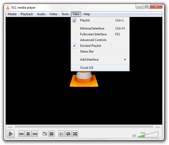 VLC media player with VLsub installed screenshot.