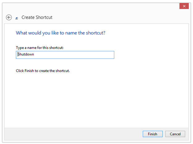 Windows 8 shortcut name