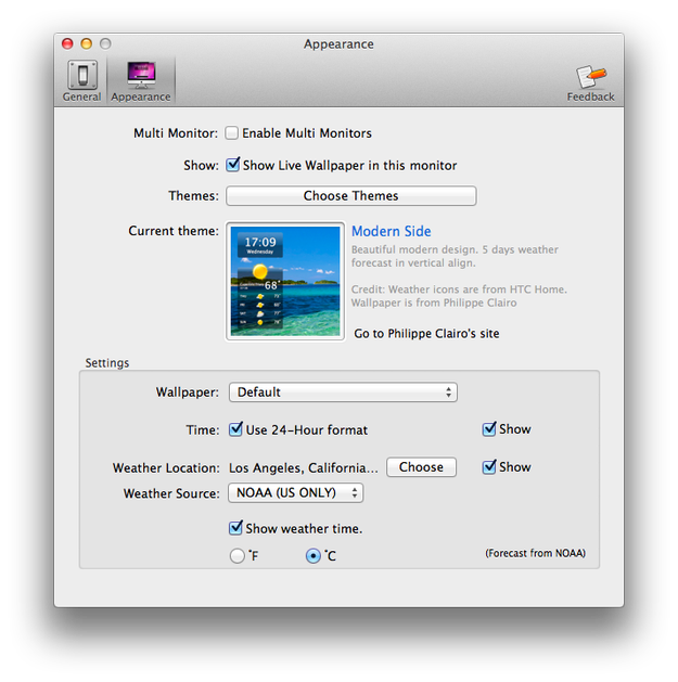 Live Wallpaper for Mac Appearance settings
