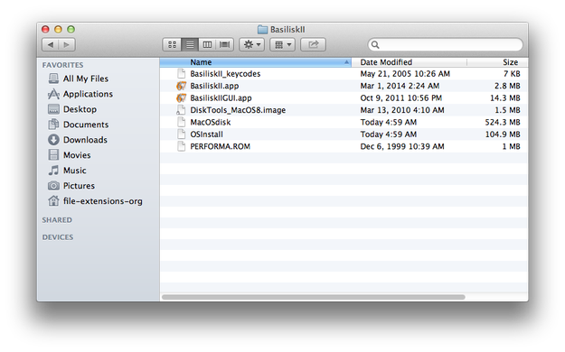 BasiliskII folder and related files