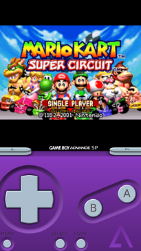 GBA4iOS playing Mario Kart Super Circuit